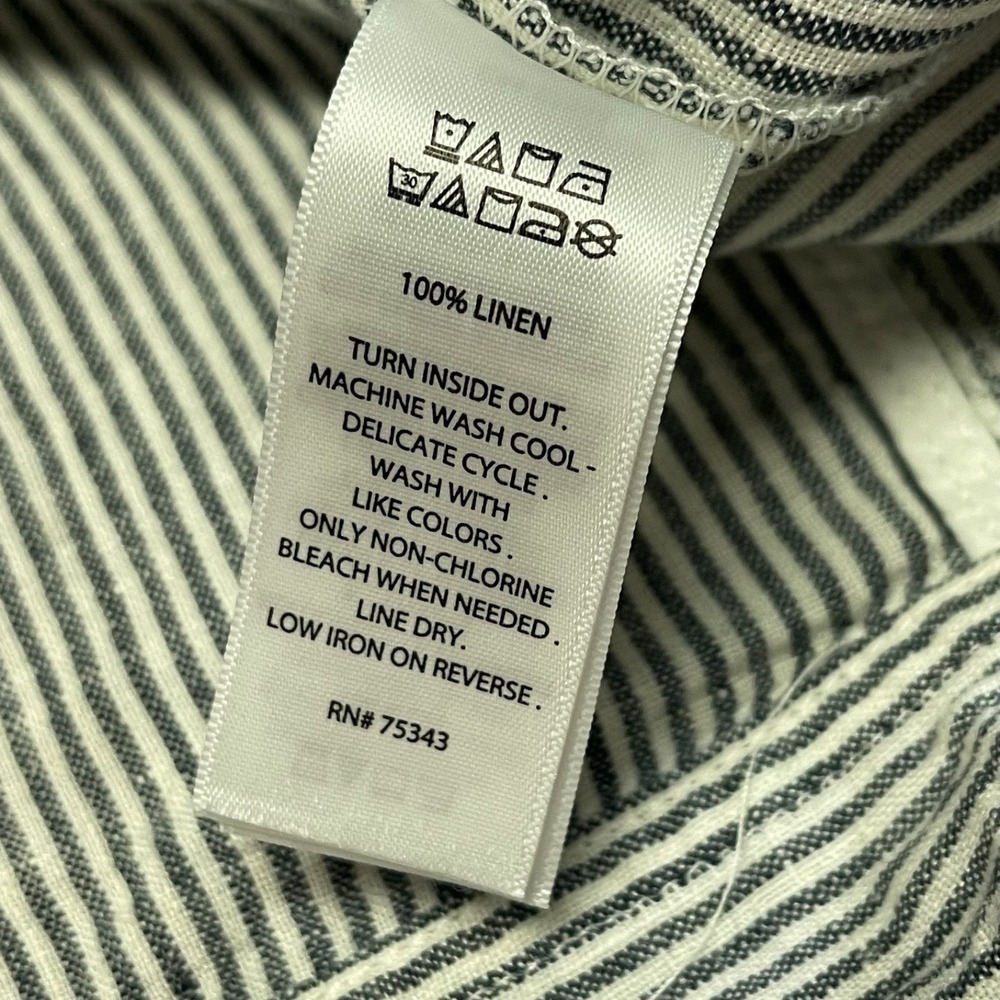 Jones New York Women's Sz Medium Blue/White Striped Linen Trucker Style Jacket - Picture 14 of 15